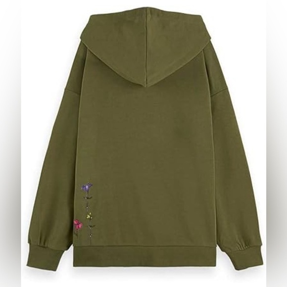 Oversized Growing Flowers Embroidered Scotch & Soda green Bloom Hoodie - Picture 2 of 5